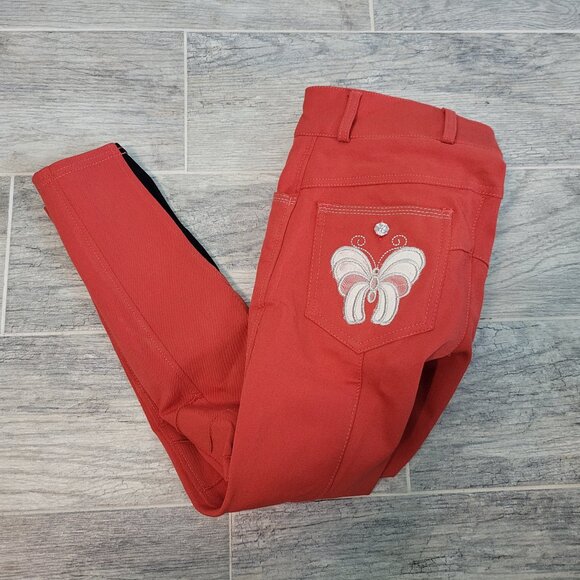 Daisy Clippers Riding Pants Girl's 6 Youth Orange Equestrian Breeches NWT - Picture 1 of 9